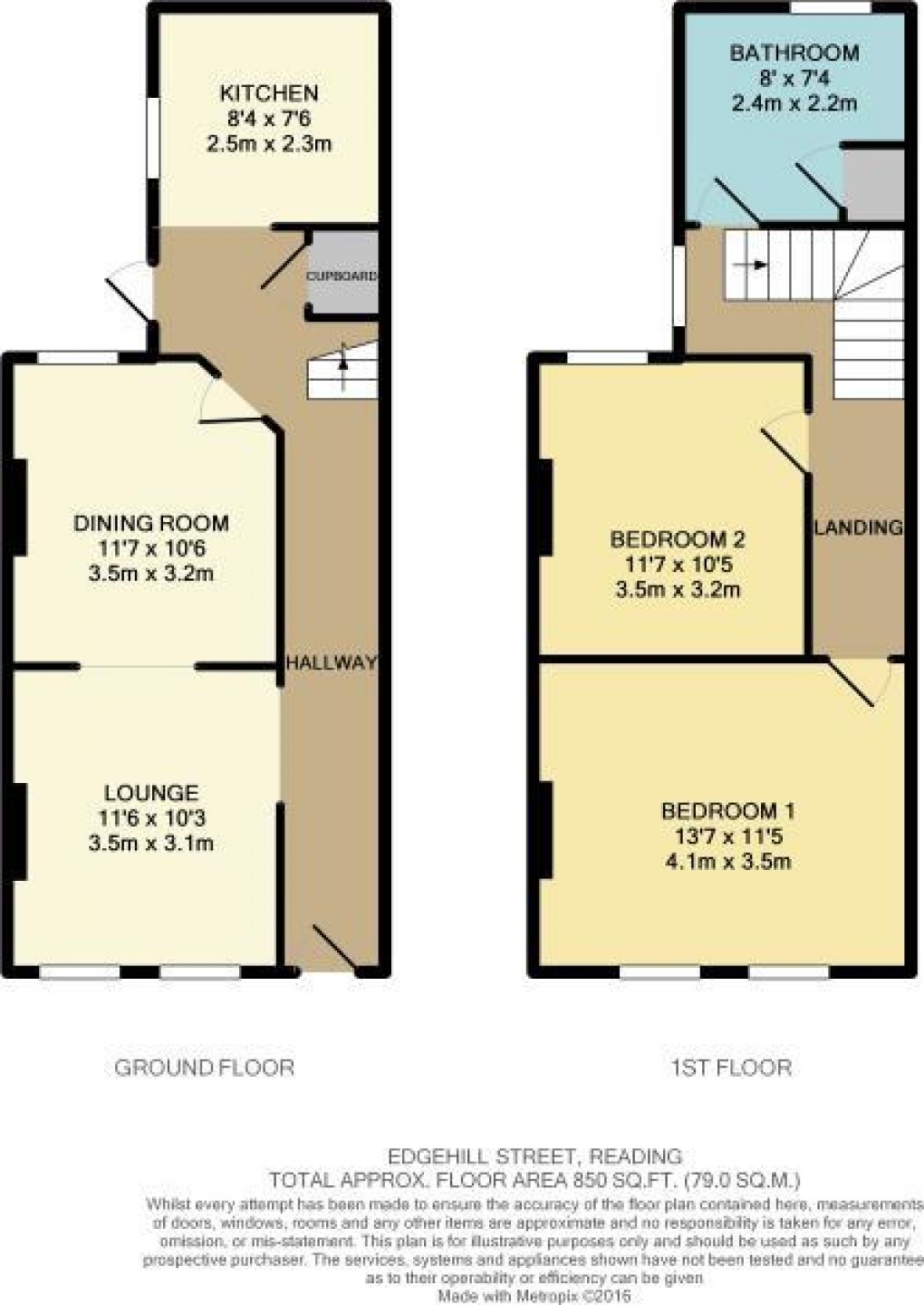 Floorplan for Edgehill Street, Reading,